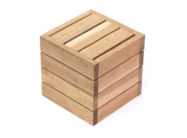 Rustic kasse 150x150x150mm Heltre eik - Næringsmiddelgodkjent